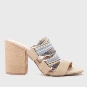 Kelsi Dagger Brooklyn NIB Monacolf Slip-On Heels Bone Leather w/ Pinstripes 9.5